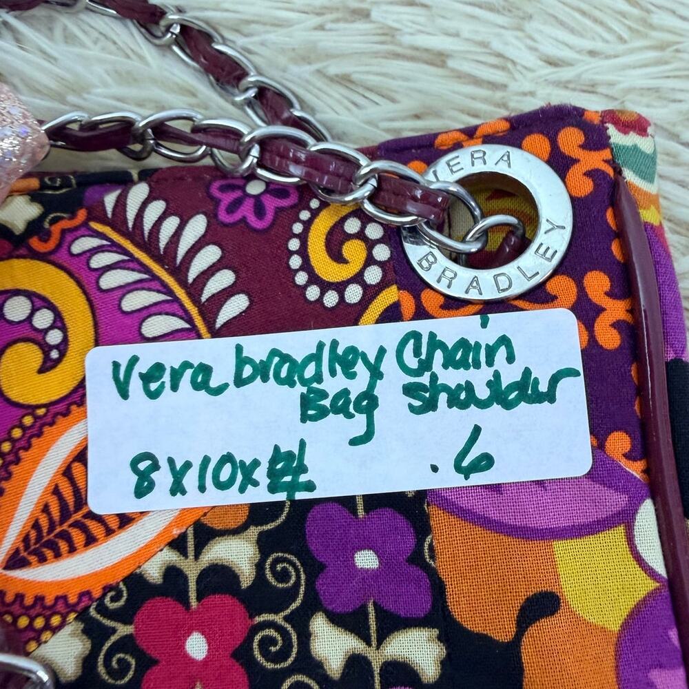 Vera Bradley Quilted Patchwork Floral Chain Shoulder Bag Cotton Tote Excellent - Picture 8 of 8